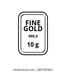 Fine gold bar line art isolated on white background