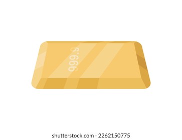 Fine gold bar. Simple flat illustration in perspective view. 