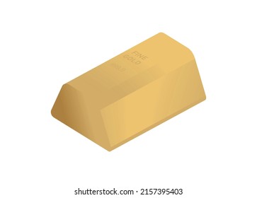 Fine gold bar. Simple illustration in isometric view.
