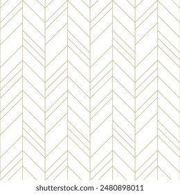 Feine goldene Chevron-Linien auf weißem Hintergrund nahtlose Vektorgrafik Muster. Festliche geometrische lineare Zickzack-Textur. Abstrakter luxuriöser heller Geomuster Hintergrund. Minimalistische dünne lineare Textur.