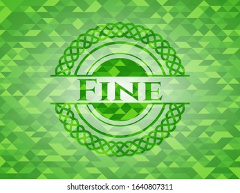 Fine green emblem with mosaic background. Vector Illustration. Detailed.