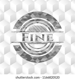 Fine grey badge with geometric cube white background