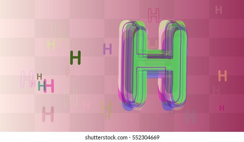 fine H Alphabet vector background of glow, decoration above complex draft