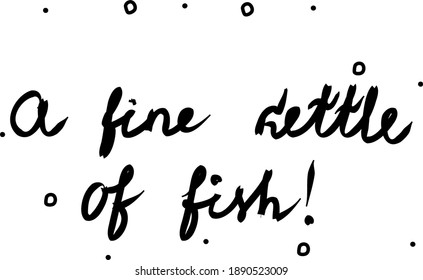 Una fina frase de caldo de pescado escrita a mano. Leyendo texto de caligrafía. Palabra aislada negra moderna