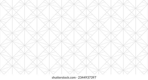 Fine line pattern. Vector geometric seamless ornament with delicate grid, thin lines, diamonds, lattice. Abstract white and gray graphic background. Art deco texture. Subtle minimalist geo design