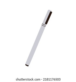 Fine liner tool. Felt-tip pen with closed cap. Ink flow marker. Sharp accessory for drawing, painting, handwriting, calligraphy art. Flat vector illustration isolated on white background