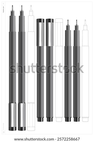 Fine liner. Vector illustration. Fill and stroke.