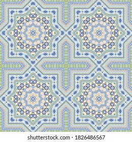 Fine moroccan zellige tile seamless pattern. Geometric texture vector swatch. Pottery print design. Classic moroccan zellige tilework repetitive pattern. Line art graphic background.