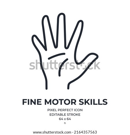 Fine motor skills concept editable stroke outline icon isolated on white background flat vector illustration. Pixel perfect. 64 x 64.