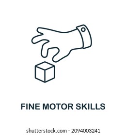 Das Symbol für gute motorische Fertigkeiten. Zeilenelement aus der kognitiven Kompetenzsammlung. Linear Fine Motor Skills Symbol für Webdesign, Infografiken und mehr.