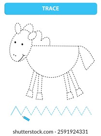 Fine Motor Worksheet. Learn to write. Trace sheet. Illustration and vector outline.