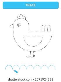 Fine Motor Worksheet. Learn to write. Trace sheet. Illustration and vector outline.