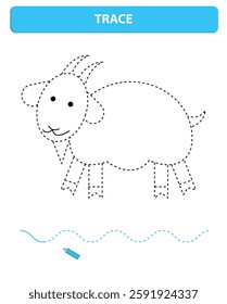 Fine Motor Worksheet. Learn to write. Trace sheet. Illustration and vector outline.