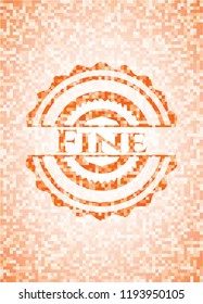Fine orange tile background illustration. Square geometric mosaic seamless pattern with emblem inside.