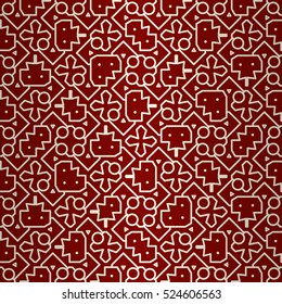 Fine ornamental seamless pattern background in labyrinth style. Complex puzzle repeatable backdrop. Retro design. Bright, symmetrical design for web, carpet, ads or other purpose.