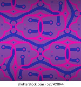 Fine ornamental seamless pattern background in labyrinth style. Tangled tessellated repeatable backdrop. Vivid, symmetric design for textile, wallpaper, game or other purpose. Actual texture.