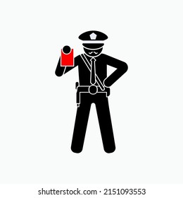 Fine Penalty Icon by Policeman. Forfeit, Amercement Symbol - Vector.