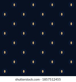 Fine polka dot pattern elegant vintage motif freeform oval shapes geo texture royal blue background minimal design. Delicate all over print block apparel textile, ladies dress fabric, fashion garment.