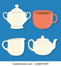 Fine porcelain for a tea party. Dishes for a quiet evening for a cup of a favorite drink. What would you prefer - tea or coffee?