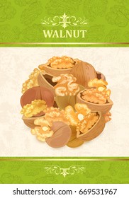 fine poster with delicious walnuts for your design