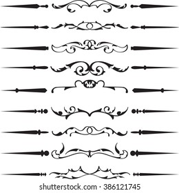 Fine retro divide design elements set isolated on white