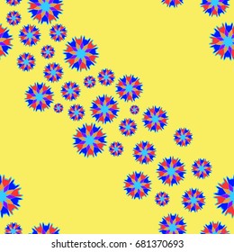 Fine seamless pattern with abstract flowers on  background. Items placement chaotic.