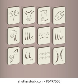fine set of icons with zodiac signs