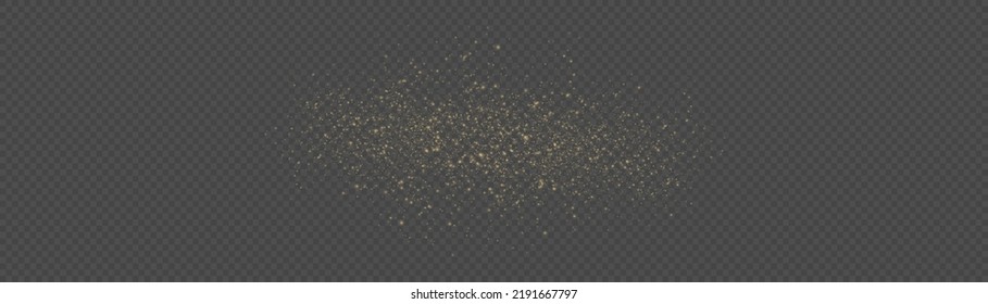 Fine, shiny dust bokeh particles fall off slightly. Blur sparks and golden stars sparkle shine with special light. Blurred lights isolated on transparent background. Christmas concept. Vector