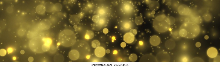 Fine, shiny dust bokeh particles fall off slightly. Blur sparks and golden stars sparkle shine with special light. Blurred lights isolated on transparent background. Christmas concept. Vector