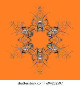 Fine snowflake. Abstract winter ornament. Isolated cute snowflakes on colorful background. 