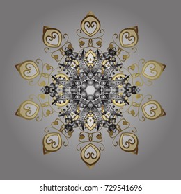 Fine snowflake. Isolated cute snowflakes on colorful background. Abstract winter ornament. 