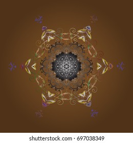 Fine snowflake. Vector illustration. Abstract winter ornament. Round vector snowflake. Isolated cute snowflakes on colorful background.