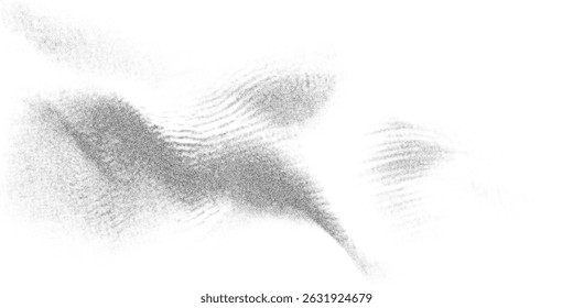 Fine stipple wave distortion in grain pattern and particle ripple effect. Vector illustration of monochrome texture with fluid motion