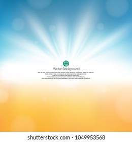 Fine sunburst in nature beach abstract background with copy space, illustration vector eps10