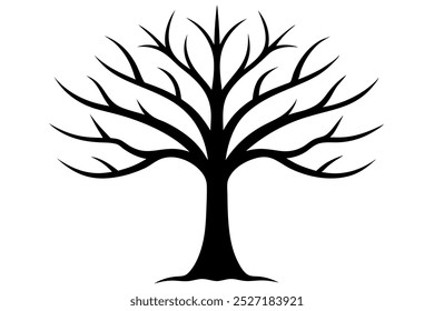Una fina silueta de árbol plantilla abstracta logo negro icono de Ilustración vectorial.
