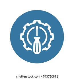 Fine Tuning Icon. Gear and Screwdriver. Service Symbol. Flat Line Pictogram. Isolated on white background.