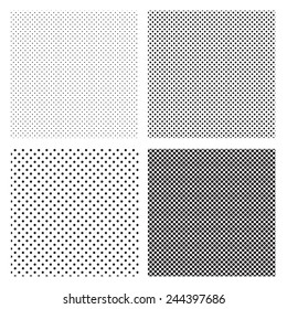 A fine various size dotted textures- black and white vector pattern