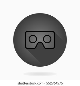 Fine vector dark icon with VR logo in circle. Flat design with long shadow. Virtual reality logo.