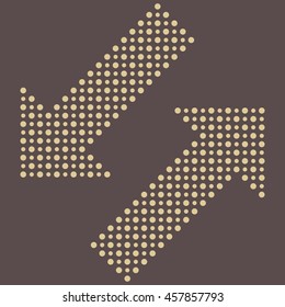 Fine vector dotted diagonal arrows. Elements for web, infographic and diagrams. Brown and golden colors