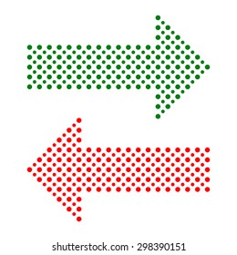 Fine vector dotted red and green arrows. Elements for web, infographic and diagrams