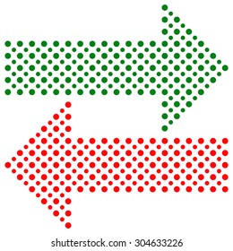 Fine vector dotted red and green arrows. Elements for web, infographic and diagrams
