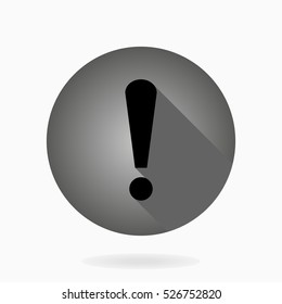 Fine vector exclamation flat icon in the circle. Flat design and long shadow