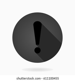 Fine vector exclamation flat icon in the circle. Flat design and long shadow