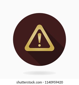 Fine vector golden exclamation flat icon in the circle. Flat design and long shadow