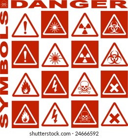 Fine vector image of danger symbols collection. Double version