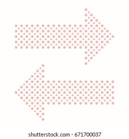 Fine vector pink dotted arrows. Elements for web, infographic and diagrams