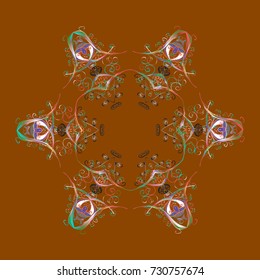 Fine winter ornament. Colorful snowflakes Vector illustration. Isolated of vector brown, pink and gray snowflake.