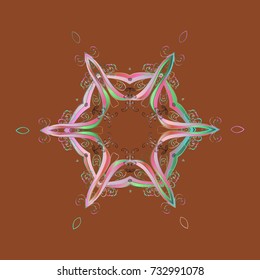 Fine winter ornament. Isolated of vector brown, neutral and pink snowflakes. Vector illustration. Snowflakes collection.