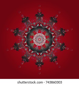 Fine winter ornament. Isolated of vector red, gray and neutral snowflakes. Vector illustration. Snowflakes collection.