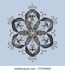 Fine winter ornament. Isolated of vector gray, brown and neutral snowflakes. Vector illustration. Snowflakes collection.